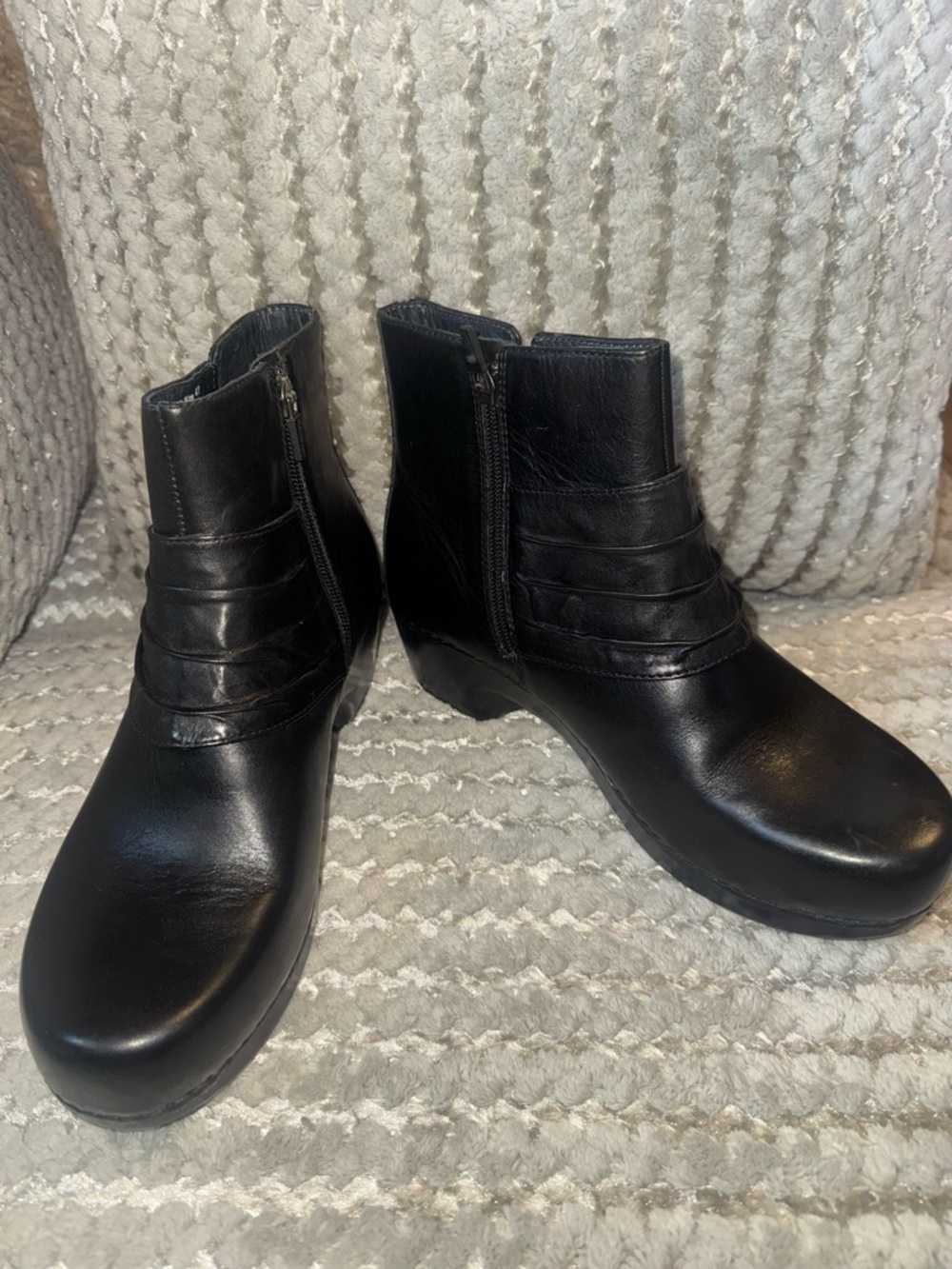 Dansko Black Leather Strap Detail Ankle Boots - Picture 1 of 9